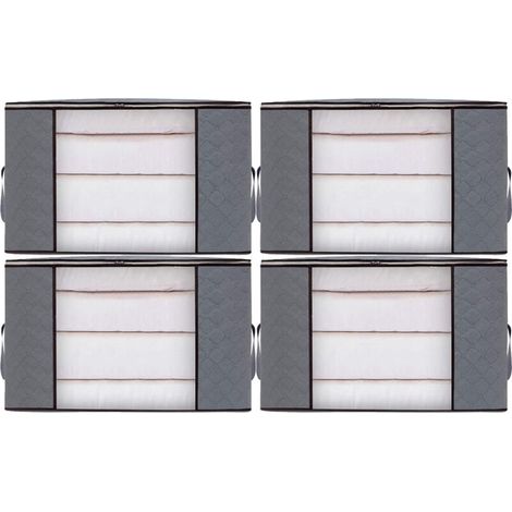 Sac De Rangement - Tissu Non Tissé - 60 X 40 X 35 Cm - 90 L - Pour Couette Vêtements Oreillers - 4 Pièces (1/4)