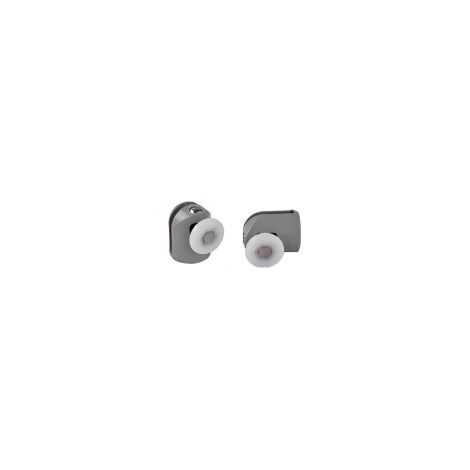 Coppia Cuscinetti Singola Ruota per Box Doccia – Nylon Grigio Ø23 mm – Foro Vetro 12 mm (1/2)