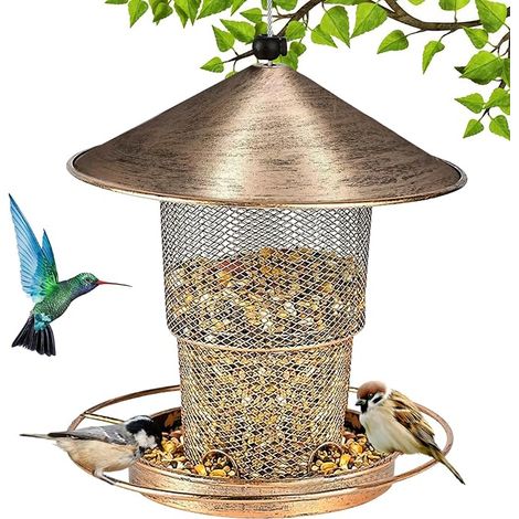 Mangeoire pour oiseaux à suspendre - Pliable - À suspendre - Pour oiseaux sauvages - Pour jardin, balcon - Bronze (1/5)