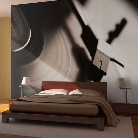 Papier peint gramophone et disque vinyle - 250 x 193 cm (1/4)