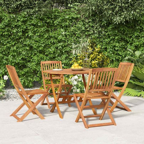 Juego de comedor de jardín 5 piezas madera maciza de acacia