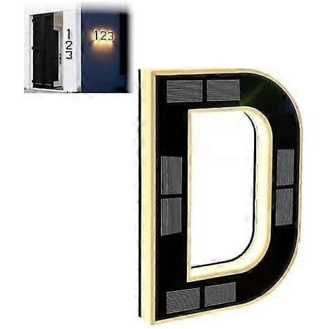 Numéro de maison à LED solaire, étanche, 23 x 23 cm, couleur noire (1/5)