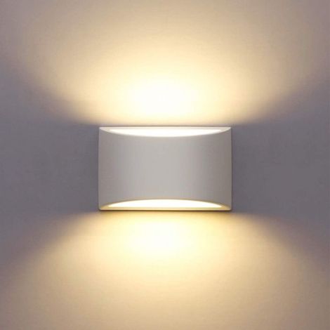 Appliques Murales Interieur,Blanc Lampe Murale LED 7W Blanc Chaud Moderne Applique Murale en Platre pour Chambre Maison Couloir Salon (1/4)