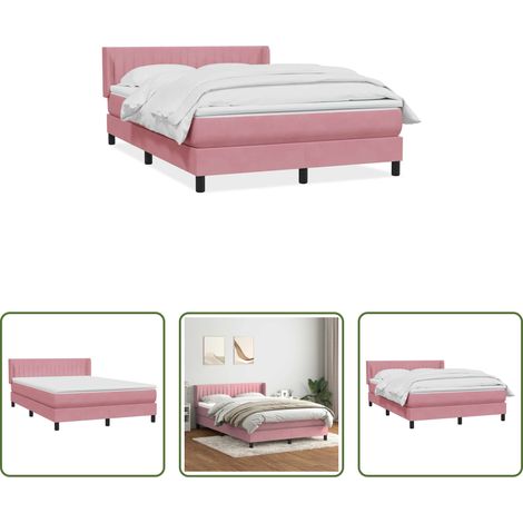 Matratze - Boxspringbett mit Matratze Rosa 140x220 cm Samt (1/5)