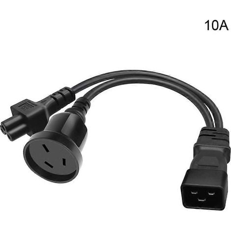 Câble convertisseur d'alimentation IEC320-C20 mâle vers IEC320-C5 femelle + AU, noir, 10A (1/4)