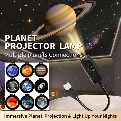 Sternennachtlicht, Mondlicht, LED Nachtlicht fürs Schlafzimmer, USB Projektorlampe, universelle Hintergrundbeleuchtung, 9 Muster verfügbar. (1/4)