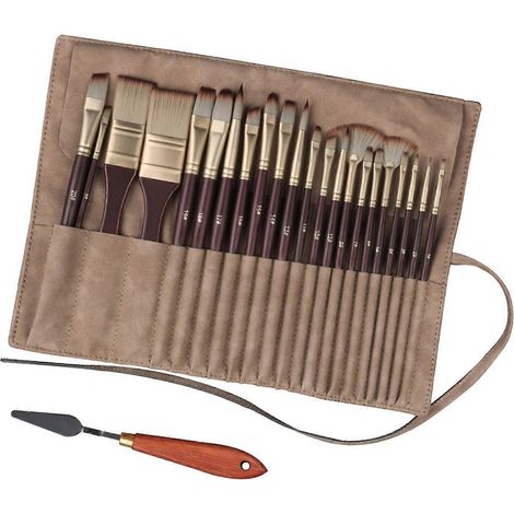 Kit de 22 pinceaux d'artiste professionnels en nylon multicolores avec sac de rangement pour la peinture artistique (1/5)