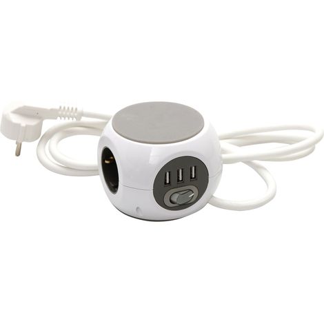 Unitec Steckdosenwürfel 3-fach 1,4m inklusive 3x USB Anschlüssen weiß Elektrische Steckdosen & Buchsen