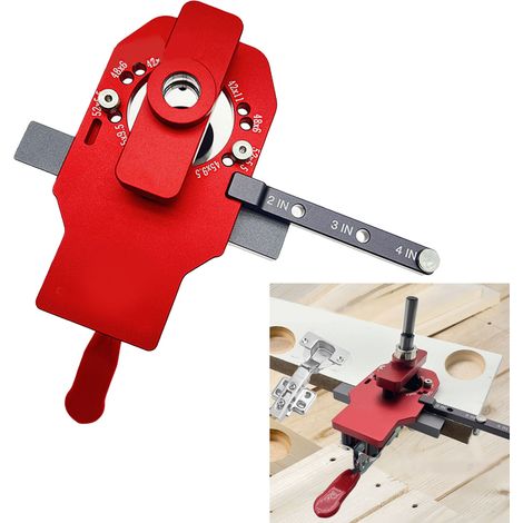 Gabarit de perçage pour charnières 35mm, kit mèche réglable avec guide de perçage pour portes d'armoires et outils (1/5)