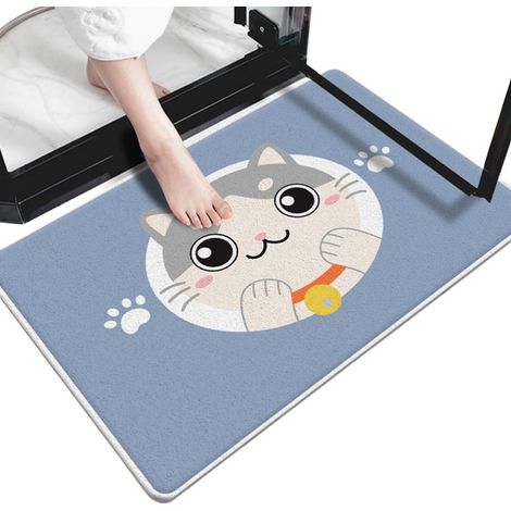 Tapis de porte pour salle de bain, absorbant, à séchage rapide, antidérapant, motif dessin animé, résistant aux taches. (1/3)
