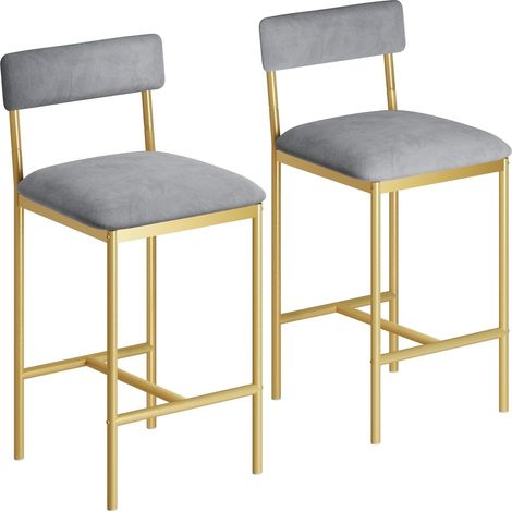 Lot de 2 Tabourets de Bar Style Industriel - Hauteur 95 cm avec Dossier et Repose-Pieds - Charge 136 kg (1/4)