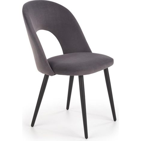 Chaise moderne en velours gris foncé avec pieds en acier noir CLEAR (1/5)