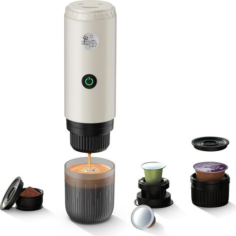 Machine à café portable 3 en 1 20 bars avec chauffage automatique, compatible avec les capsules et le café moulu pour le camping, la randonnée, les voyages et la maison (1/5)