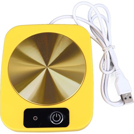 Chauffe-tasse à café Dessous de verre thermostatique USB, température constante automatique à 55 °C, convient pour le café, le thé et le lait, jaune (1/5)