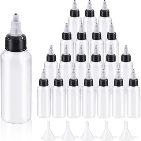 25 bouteilles distribution 60 ml – kit entonnoir LDPE Boston vide compte-gouttes extrudée avec bouchons (1/5)