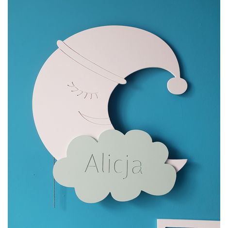 Lámpara de noche de luna y nube con nombre, LED a pilas (1/5)