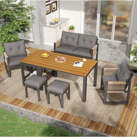 canapé salon jardin modulaire table amovible gris OKMYHOME (1/5)