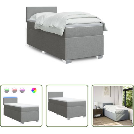 vidaXL Surmatelas - Sommier à lattes de lit et matelas Gris clair 90x190 cm Tissu (1/5)