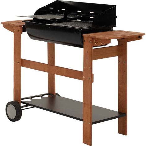 Barbecue charbon Charon Azur Pro en bois – Surface de cuisson 70 x 40 cm – Capacité jusqu'à 12 personnes – Acier et bois – Neka (1/7)