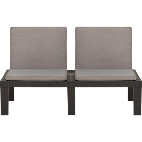 Maison Exclusive - Banc de salon de jardin avec coussin Plastique Gris (1/5)