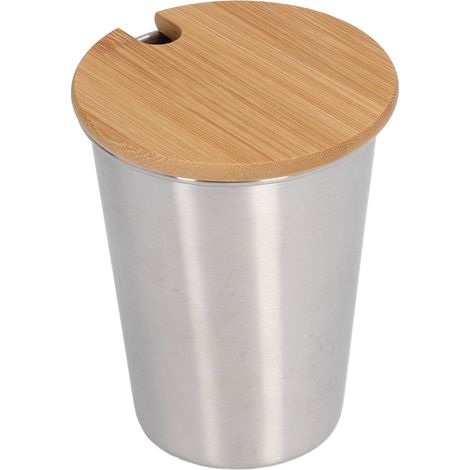 350 ml tragbarer, einwandiger Edelstahlbecher mit Deckel, stapelbar, für Kaffee, Bier und Milch, Edelstahlfarbe (1/5)