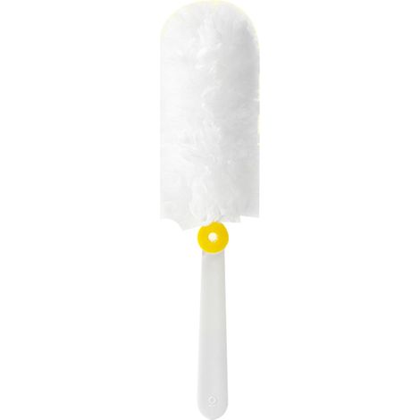 Chiffon électrostatique lavable à fibres remplaçables, plumeau télescopique pour sol et bureau, blanc plat. (1/5)