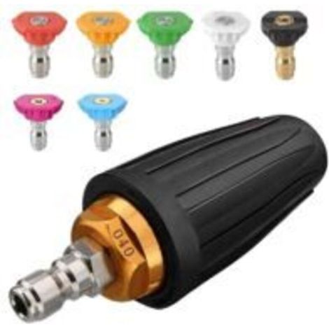 Ugello turbo per idropulitrice, ugello rotante e 7 ugelli, attacco rapido da 1/4", 4000 psi, nero (406689), kit getti per idropulitrice, rotore per idropulitrice - (1/4)