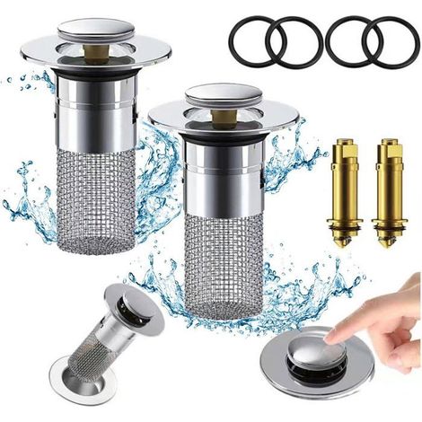 Bouchon d'évier 2 pièces, bouchon d'évier pour évier avec drain de 34 à 40 mm, bouchon de vidange d'évier avec filtre à Étiquette (1/4)