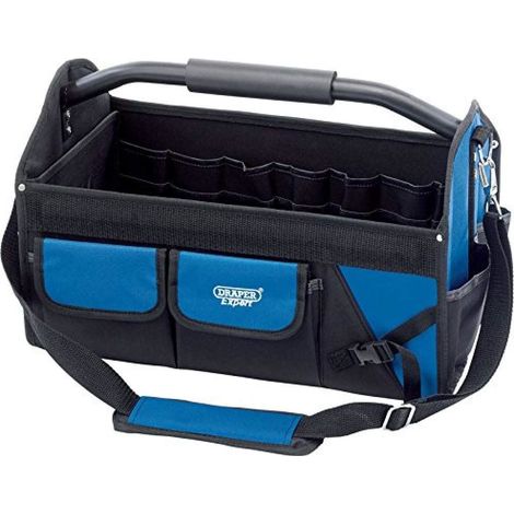 Draper Expert Folding Tote Tool Bag with 45L Capacity, 24-Inch (610mm) Tubular Steel Handle, Portable Storage Caddy (1/4)