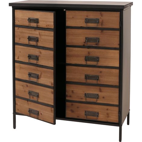 Apothekerkommode HHG-393, Schrank Highboard Staufächer, Vintage Shabby-Look 94x80x35cm, natur
