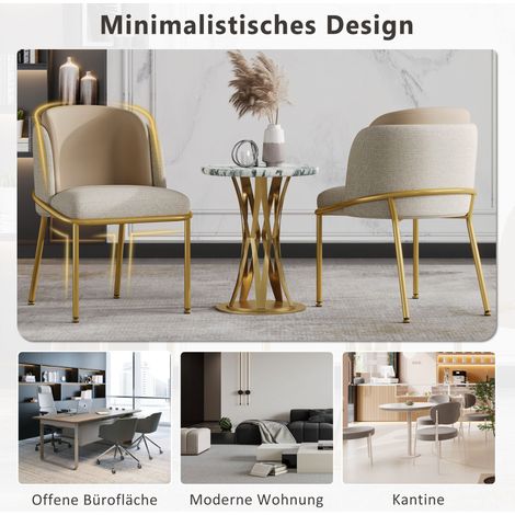 Chaise de salle à manger moderne en tissu beige et kaki avec pieds inclinés en bois et pieds réglables (1/5)