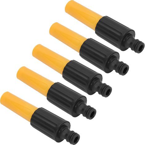 Buse de tuyau haute pression ABS jaune noir, outil d'irrigation de jardin avec revêtement TPR à poignée souple 5 pièces (1/5)