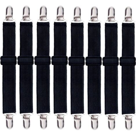 Lot de 8 sangles de drap de lit, clips de sangles de drap-housse réglables (1/4)
