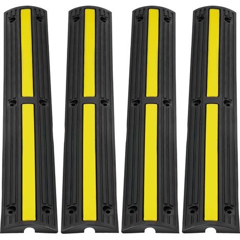 Mophorn – Rampe de protection câble 4PCS – Caoutchouc noir et jaune – Canal 3x2 cm – Capacité 8 164 kg – Pour zones à fort trafic piétonnier