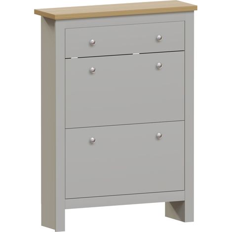Arlington Shoe Cabinet 1 Drawer 2 Door Hallway Storage Cupboard Stand, Grey