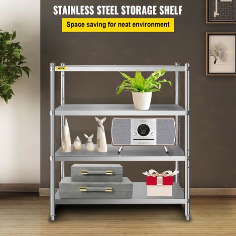 Étagères Inox de Rangement de Cuisine Capacité de Charge 150 kg Table à Épices à 4 Niveaux avec Accessoires d'Assemblage Meuble pou… (1/5)