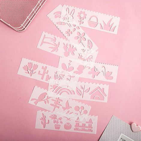 Multi-functional Drawing Stencils Straight & Wavy Lines Rulers Hollow Out Design PP Templates Reusab