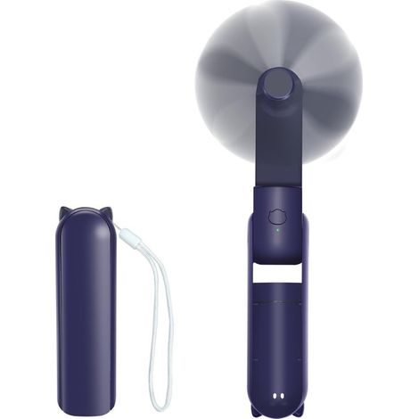 Ventilador de mano，ventilador portátil de mano con 3 velocidades，ventilador de viaje plegable recargable por USB，oficina y exteriores (azul) (1/5)