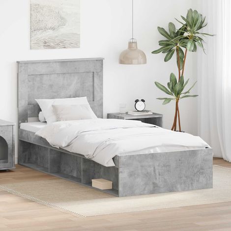 Bettrahmen Beton Grau 100 x 200 cm Massives Kiefernholz (1/5)
