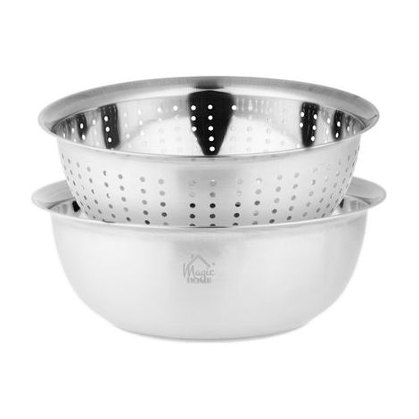 Sieb MagicHome, 26,5 cm, mit Schüssel, runde Löcher, Edelstahl