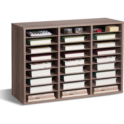 VEVOR Organizador de Literatura, Clasificador de Archivos de 27 Compartimentos 800 x 297 x 550 mm con Estantes Extraíbles, Clasificador de Madera de Aglomerado para Oficina, Hogar, Aula, Negro y Gris