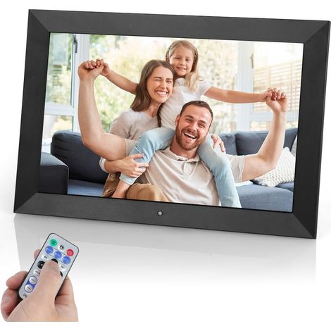 Cadre Photo Numérique 10,1 Pouces avec Télécommande, 32 Go Stockage, Cadre Photo Électronique, Écran HD 1280x800 IPS, Support Lecteur Photo/Vidéo/Calendrier/Alarme, Rotation Automatique (1/5)