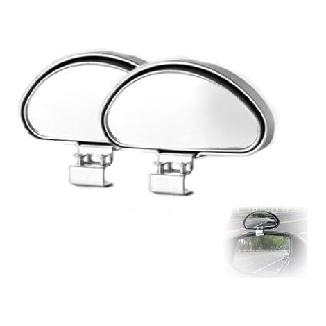 2 x Blind Spot Mirrors for Driving Accompanied Wide Angle Side Auxiliary Adjustable to Multiple Angles, Compatible with Trucks, SUVs, Van (Silver) (1/5)