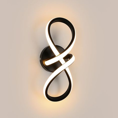 COMELY Applique Murale LED Moderna 20W in Alluminio, Lampada da Soffitto LED a Forma di 8, L29xW10cm, per Corridoio, Soggiorno, Camera da Letto, Cucina, Ufficio - Nero - Luce Calda 3000K (1/5)