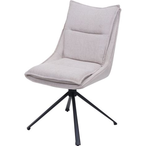 Sedia pranzo HHG-453, cucina, posizionamento automatico girevole, stoffa/tessuto (420g/m²) Oeko-Tex, avorio beige