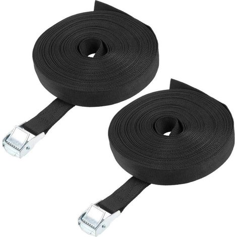 Zurrgurt mit Nockenschnalle 12m x 25mm, 80kg, 2er-Set, Schwarz