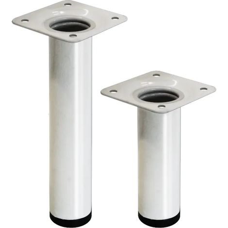 PIEDINO PER MOBILI IN ACCIAIO D.30 BIANCO  CM. 15  VERNICIATO BIANCO