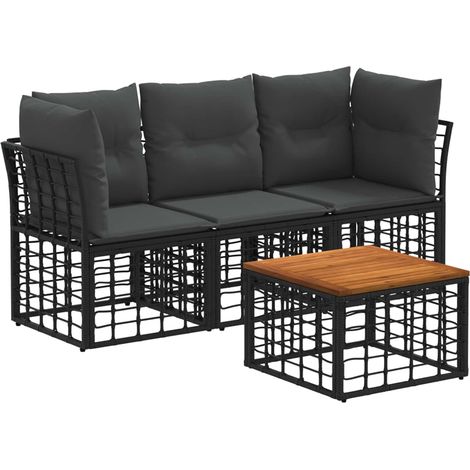 Conjunto de sofás de exterior 4 pcs Negro y Gris oscuro (1/5)