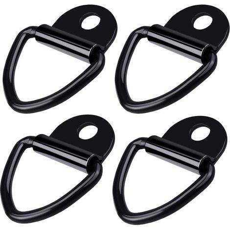 4 anelli di ancoraggio, montaggio su rimorchio con anello a D, ganci di ancoraggio in acciaio inox per impieghi gravosi, per rimorchi, camion, barche, stoccaggio di corde - Nero (1/5)