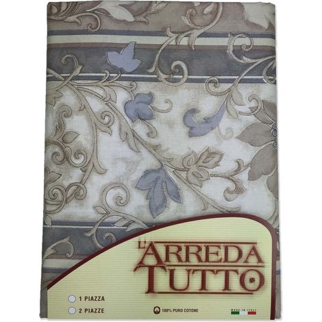 TELO ARREDO COPRITUTTO GRAN FOULARD COPRILETTO COPRIDIVANO TESSUTO EDERA GRIGIO TORTORA 2 PIAZZE